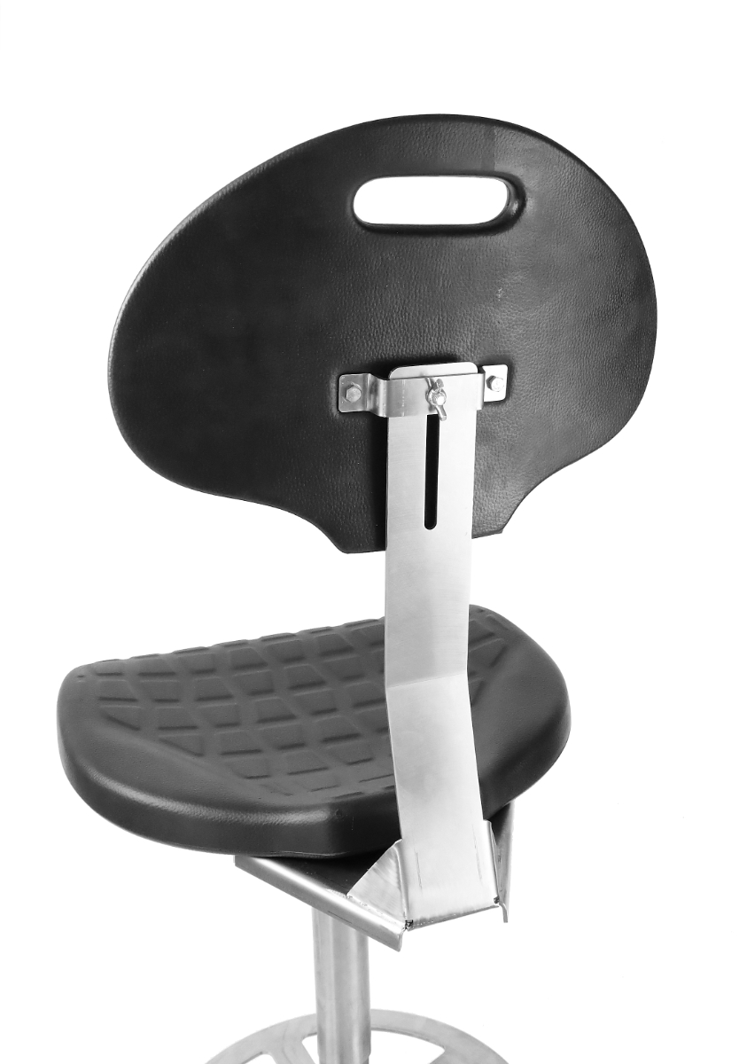 Rozsdamentes acél háttámlás szék, állítható magassággal 